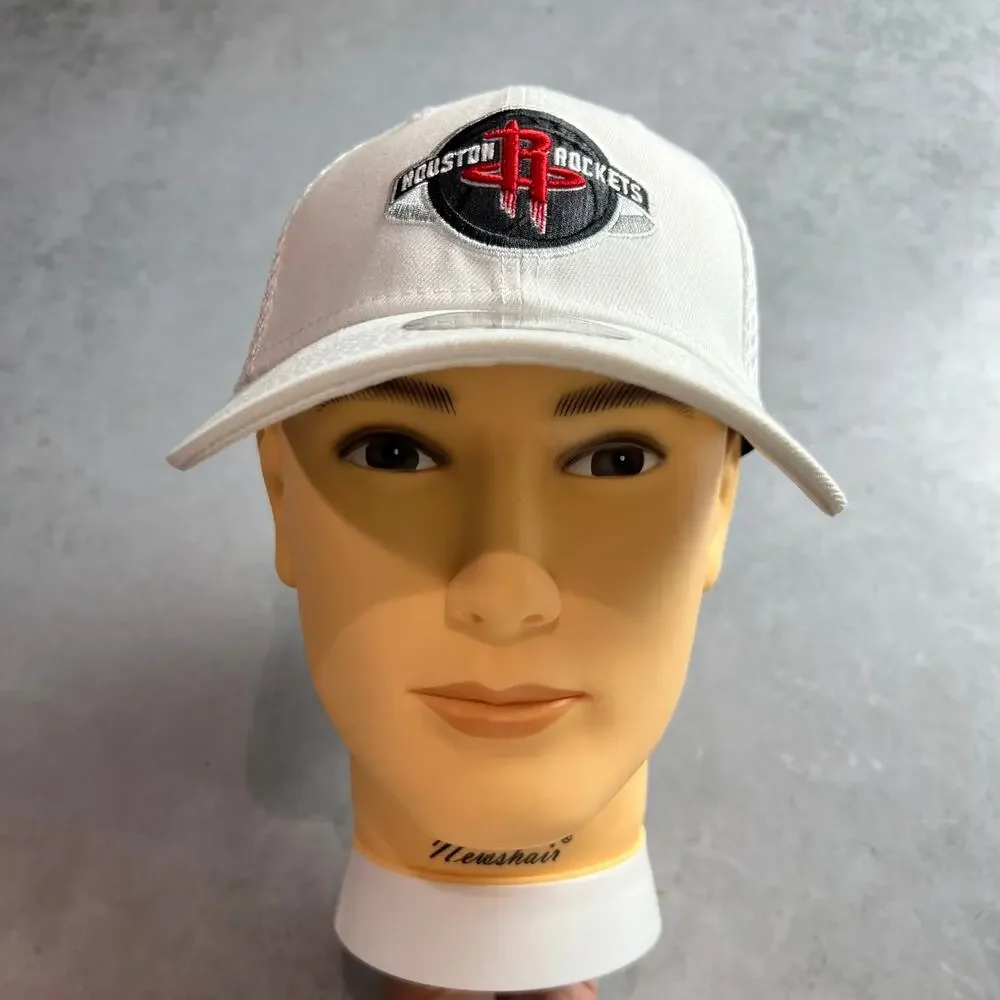 Houston Rockets New Era Mesh Back 39Thirty Hat Size Medium-Large White Cap NWT